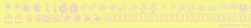 KrKatsFlowers3 Font – Pink Fonts on Yellow Background