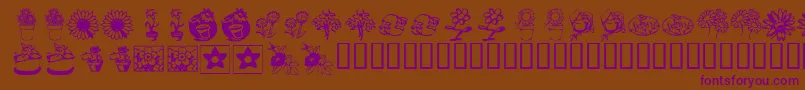 KrKatsFlowers3 Font – Purple Fonts on Brown Background
