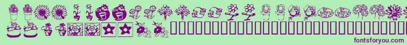 KrKatsFlowers3 Font – Purple Fonts on Green Background