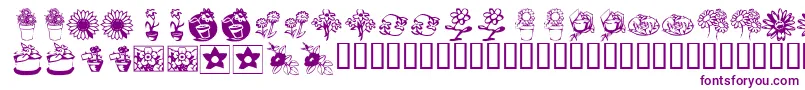 KrKatsFlowers3 Font – Purple Fonts on White Background