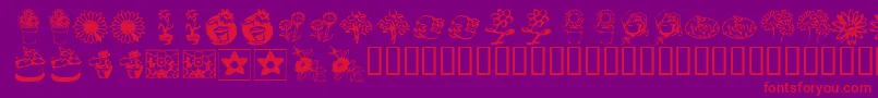 KrKatsFlowers3 Font – Red Fonts on Purple Background