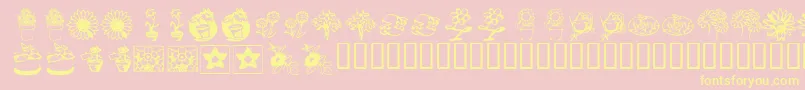 KrKatsFlowers3 Font – Yellow Fonts on Pink Background