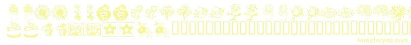 KrKatsFlowers3 Font – Yellow Fonts on White Background