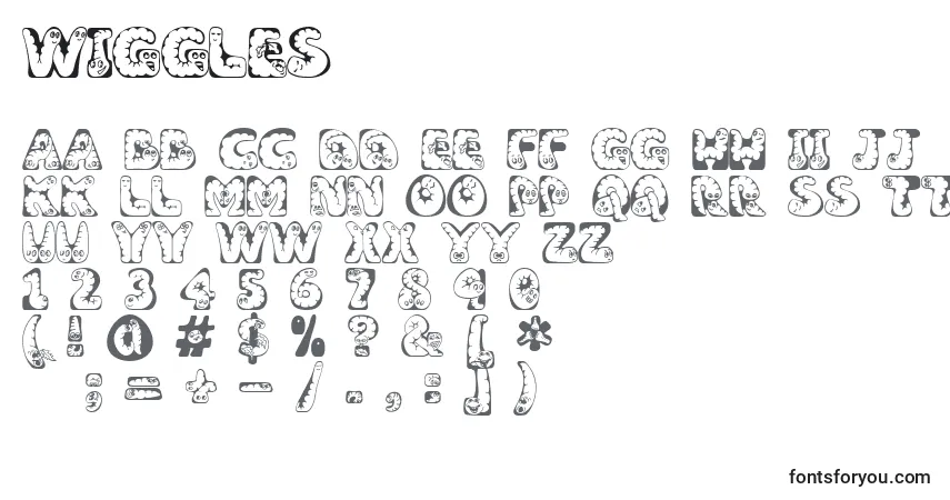 A fonte Wiggles – alfabeto, números, caracteres especiais