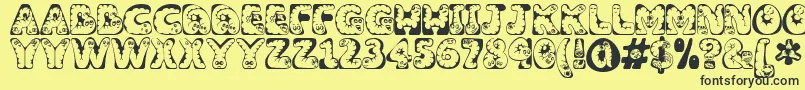 Wiggles Font – Black Fonts on Yellow Background