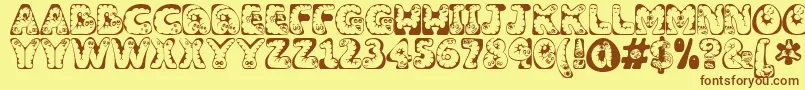Wiggles Font – Brown Fonts on Yellow Background