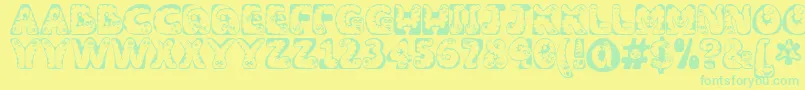 Wiggles Font – Green Fonts on Yellow Background