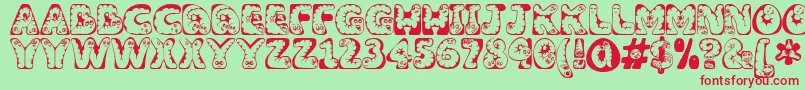 Wiggles Font – Red Fonts on Green Background