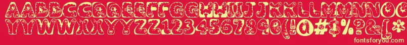 Wiggles Font – Yellow Fonts on Red Background