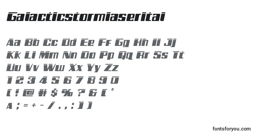 Шрифт Galacticstormlaserital – алфавит, цифры, специальные символы