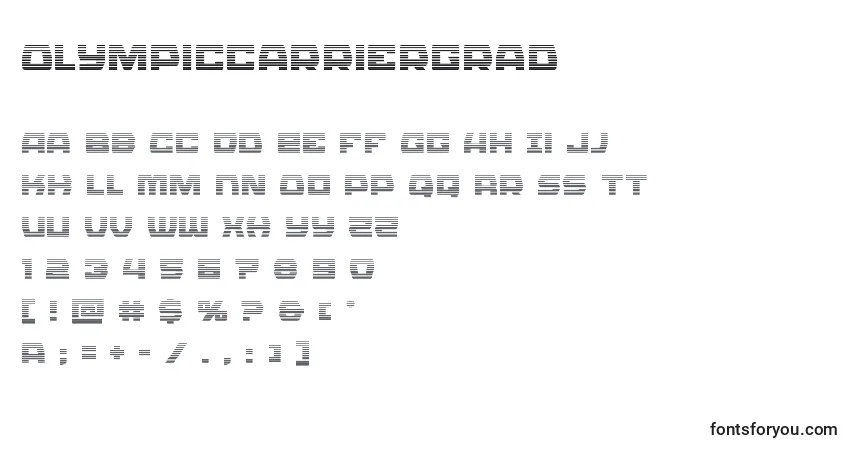 Czcionka Olympiccarriergrad – alfabet, cyfry, specjalne znaki
