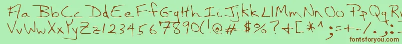 NassRegular-Schriftart – Braune Schriften auf grünem Hintergrund