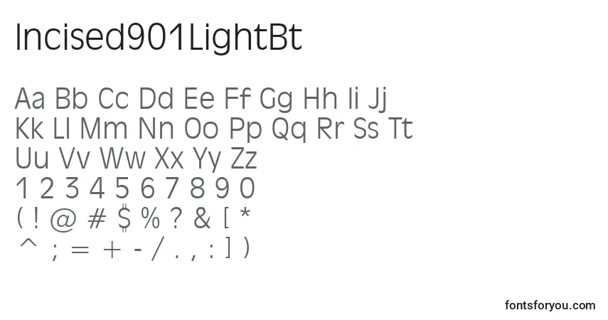 A fonte Incised901LightBt – alfabeto, números, caracteres especiais