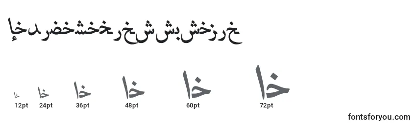 HafizarabicttItalic Font Sizes