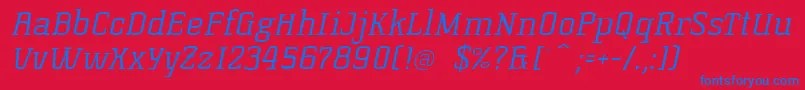 KorneuburgSlabLightSlanted Font – Blue Fonts on Red Background