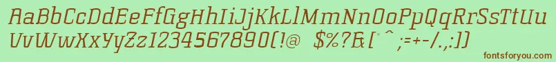 KorneuburgSlabLightSlanted Font – Brown Fonts on Green Background