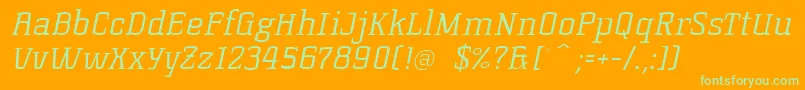 KorneuburgSlabLightSlanted Font – Green Fonts on Orange Background