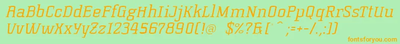 KorneuburgSlabLightSlanted Font – Orange Fonts on Green Background