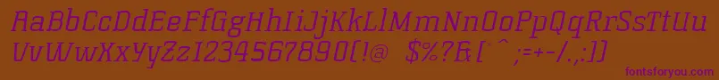 KorneuburgSlabLightSlanted Font – Purple Fonts on Brown Background