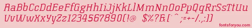 KorneuburgSlabLightSlanted Font – Red Fonts on Pink Background