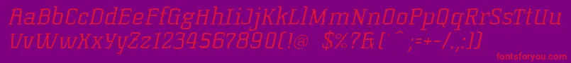 KorneuburgSlabLightSlanted Font – Red Fonts on Purple Background