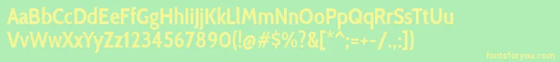 フォントCabincondensedBold – 黄色の文字が緑の背景にあります