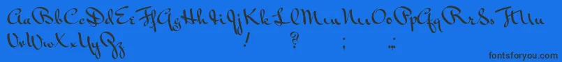 Vonnegut-Schriftart – Schwarze Schriften auf blauem Hintergrund