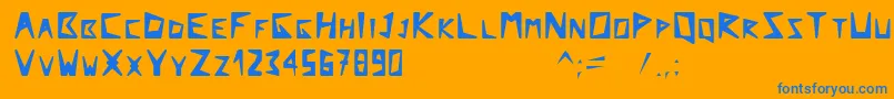 Arcticexplorer-Schriftart – Blaue Schriften auf orangefarbenem Hintergrund