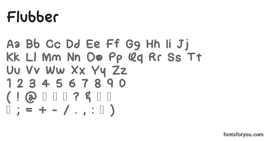 A fonte Flubber – alfabeto, números, caracteres especiais