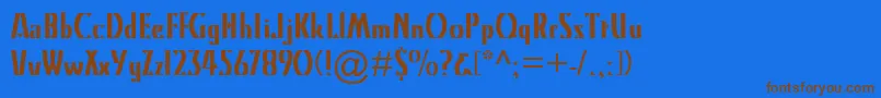 フォントKinoMt – 茶色の文字が青い背景にあります。