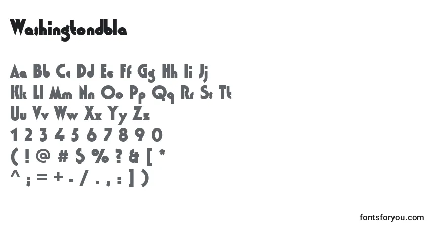 Czcionka Washingtondbla – alfabet, cyfry, specjalne znaki
