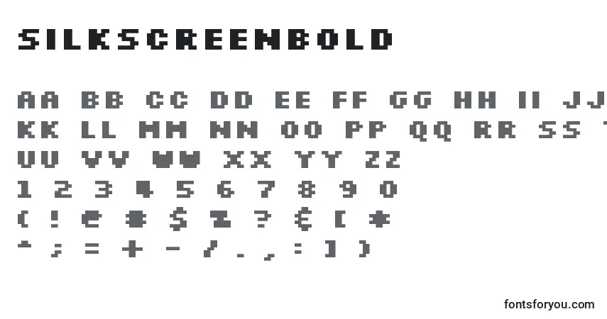 Шрифт SilkscreenBold – алфавит, цифры, специальные символы