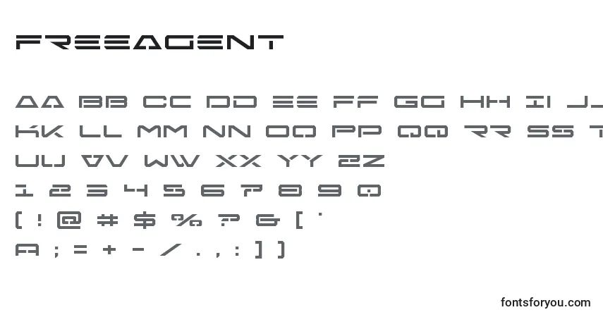 Czcionka Freeagent – alfabet, cyfry, specjalne znaki