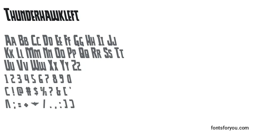 Czcionka Thunderhawkleft – alfabet, cyfry, specjalne znaki