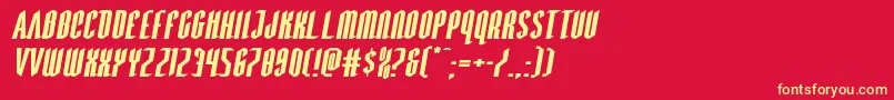 Fonte Devilsummonerxtraexpandital – fontes amarelas em um fundo vermelho