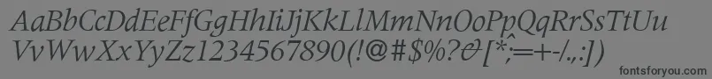 フォントM690RomanItalic – 黒い文字の灰色の背景