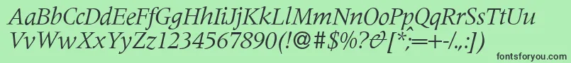 フォントM690RomanItalic – 緑の背景に黒い文字