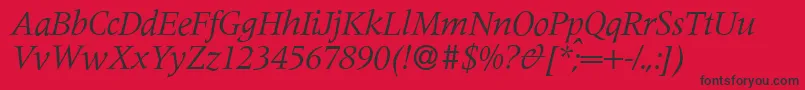 M690RomanItalic Font – Black Fonts on Red Background