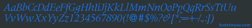 M690RomanItalic Font – Blue Fonts on Black Background