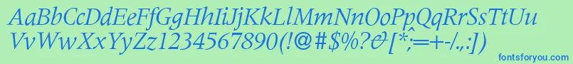 M690RomanItalic Font – Blue Fonts on Green Background