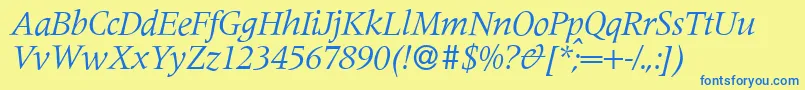 M690RomanItalic Font – Blue Fonts on Yellow Background
