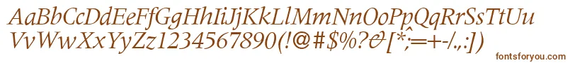 M690RomanItalic-fontti – ruskeat fontit valkoisella taustalla