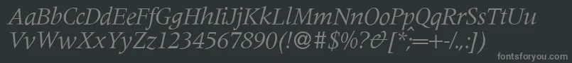 M690RomanItalic Font – Gray Fonts on Black Background