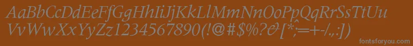 M690RomanItalic Font – Gray Fonts on Brown Background