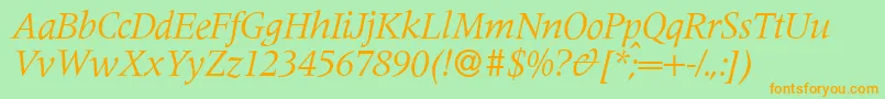 Czcionka M690RomanItalic – pomarańczowe czcionki na zielonym tle