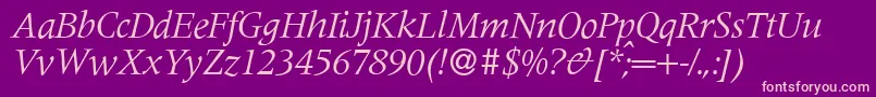 Fonte M690RomanItalic – fontes rosa em um fundo violeta