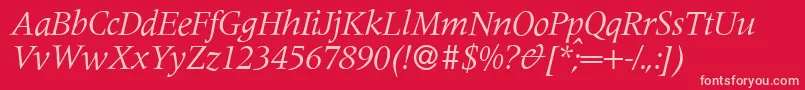 M690RomanItalic Font – Pink Fonts on Red Background