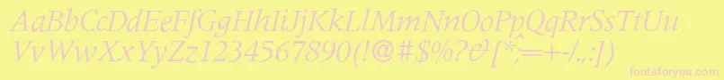 Czcionka M690RomanItalic – różowe czcionki na żółtym tle