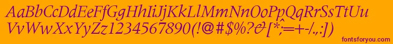 M690RomanItalic Font – Purple Fonts on Orange Background