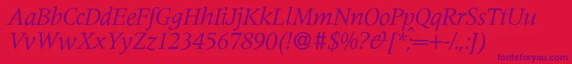 M690RomanItalic Font – Purple Fonts on Red Background